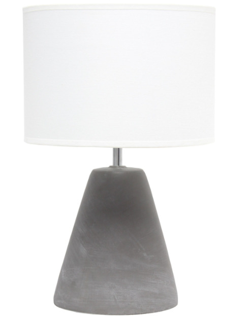 All LT2059-WHT Simple Designs Pinnacle Concrete Table Lamp, White