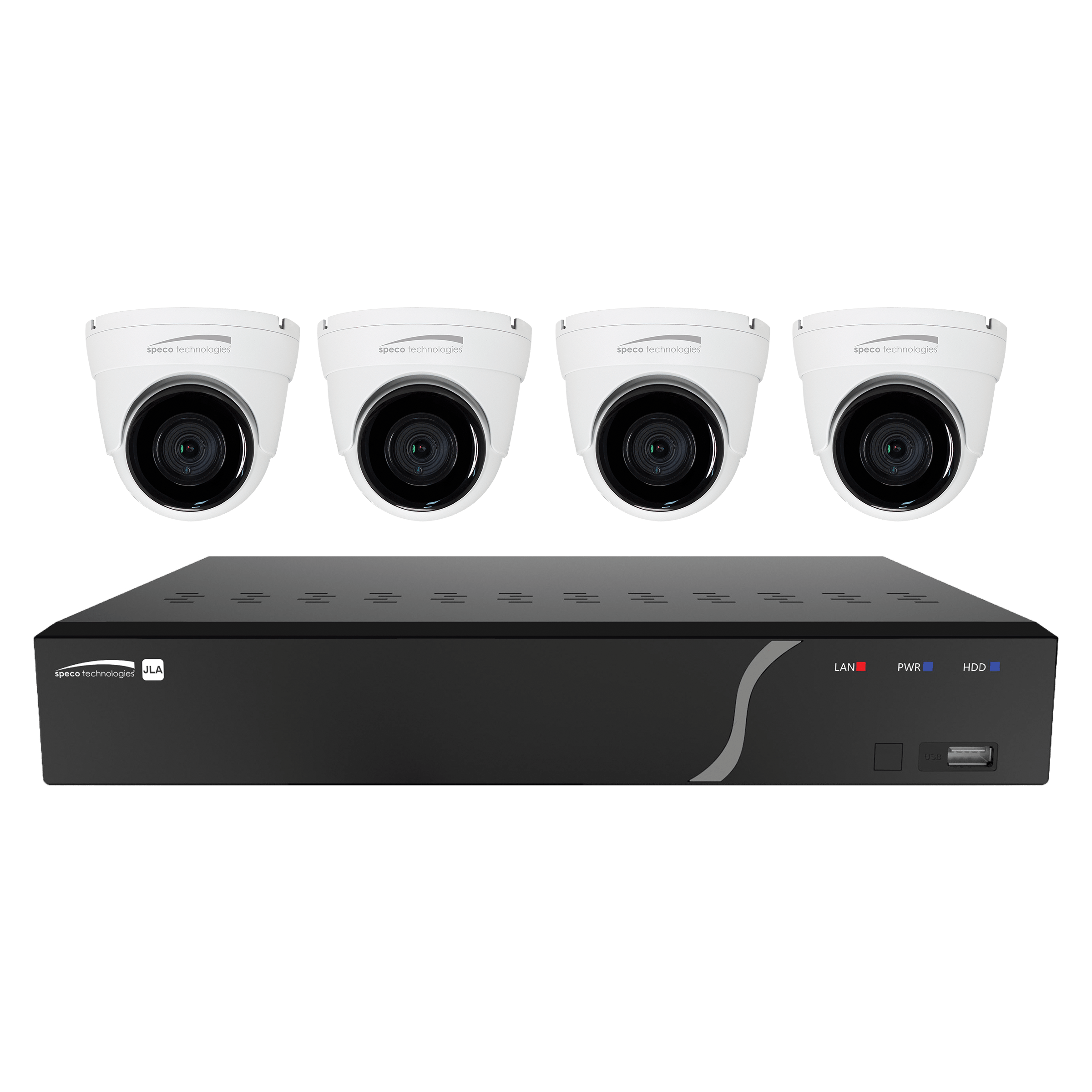 Speco 0115-0928 4ch H.265 Nvr With 4 Outdoor Ir 5mp Ip Cameras, 2.8mm 