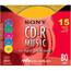 Sony 15CRM80XS Cd-r 80 Min, , Branded, Music Color, 15pk Slim Jewel