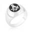 Icon J10429 Silvertone Onyx Cubic Zirconia Masonic Ring (size: 14) R05
