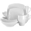 Elama EL-HAYES Hayes 16 Piece Square Porcelain Dinnerware Set In White