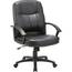 Lorell LLR 60121 Chadwick Managerial Leather Mid-back Chair - Black Le