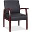 Lorell LLR 68556 Black Leatherwood Frame Guest Chair - Mahogany Wood F