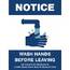 Lorell LLR 00256 Notice Wash Hands Before Leaving Sign - 1 Each - Noti