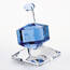 Homeroots.co 376091 3 Mouth Blown Blue Dreidel On Crystal Stand