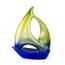 Homeroots.co 354535 Yellow Blue Ceramic Ombre Large Sailboat Sculpture