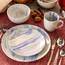 Elama EL-MBLUE Fine Round Gloss Dinnerware Dish Set, 16 Piece, Blue An