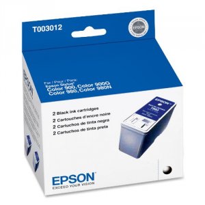 Original Epson T003012 2 Pack Black Ink Cart Stylus Color 900 900g 900