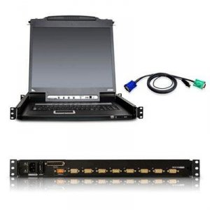 Aten CL5708NUKIT 8-port 19in. Single Rail Usbps2 Lcd Kvm W Peripheral 