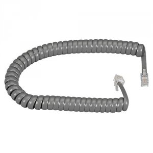 Black EJ302-0006 Rj-22 Modular Coiled Handset Cord Dark Gray 6-ft. 1.8