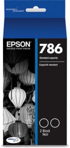 Original Epson T786120-D2 T786 Black Ink Cartridge; Dual Pack