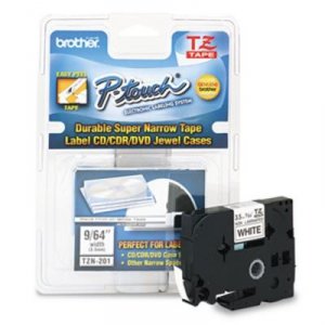 Brother TZEN201 Label Tape,, Black 0.13 Width X 26.20 Ft Length