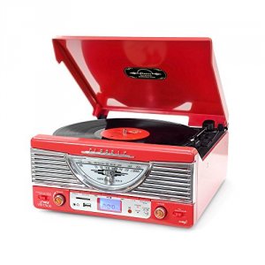 Pyle PTR8UR Vintage Vinyl Turntable With Mp3 Encoding - Red