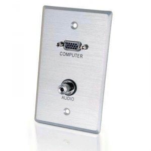 C2g 40505 Single Gang Hd15 Vga + 3.5mm Wall Plate - Brushed Aluminum