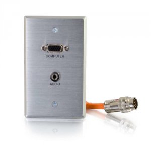 C2g 60107 Rapidrun Vga (hd15) + 3.5mm Single Gang Wall Plate - Aluminu