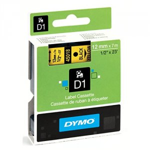 Dymo 45018 Black Print Yellow Tape, 12 X 23