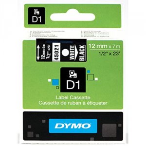 Dymo 45021 White Print Black Tape, 12 X 23