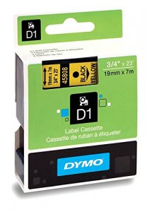 Dymo 45808 Black Print Yellow Tape, 34 X 23