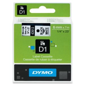 Dymo 43613 Black Print White Tape, 14 X 23