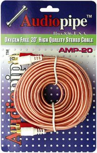 Nippon AMP20 Rca Cable 20' Audiopipe Ofc Clear Installer Series