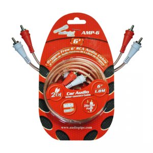 Nippon AMP6 Rca Cable 6' Audiopipe Ofc Clear Installer Series