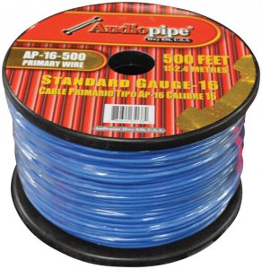 Nippon AP16500BL Audiopipe 16 Gauge 500ft Blue Primary Wire For Electr