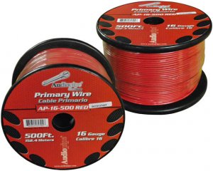 Nippon AP16500RD Audiopipe 16 Gauge Red Primary Wire - 500 Feet Roll