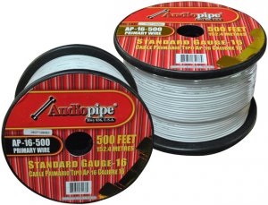 Nippon AP16500WH Audiopipe 16 Gauge 500ft Primary Wire - White Insulat