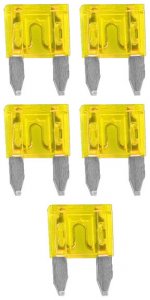 Nippon AST20A 20 Amp Mini Blade Fuses - 5 Pack - Blister Pack