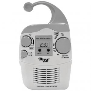 Pyle PSR6 Hanging Waterproof Amfm Shower Clock Radio