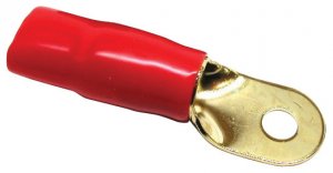 Xscorpion RT0R 10 Gauge Gold Ring Terminals With Red Sleeves - 10 Pack