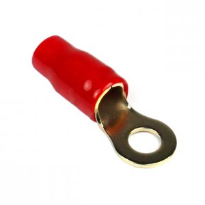 Xscorpion RT4R Gold  Red Sleeve 4ga Ring Terminals - 10 Pack