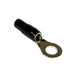 Xscorpion RT8B Gold Plated 8ga Ring Terminals With Black Sleeves - 10 