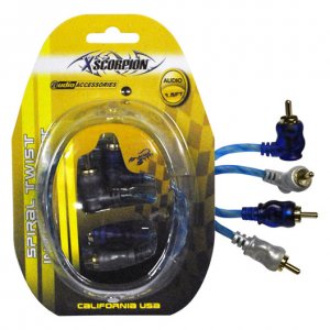 Xscorpion STP1.5 Rca Cable 1.5' Right Angle Blueplatinum Twisted