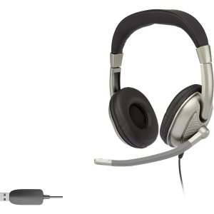 Cyber AC-8003 Stereo Headset In-line Vol Ctlr Usb Plug Adj.boom Mic In