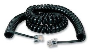 Black EJ300-0012 Modular Coiled Handset Cord Black 12 Ft