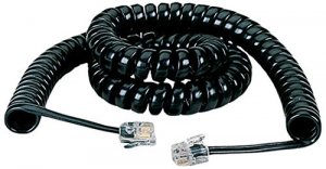 Black EJ300-0025 Rj-22 Modular Coiled Handset Cord Black 25-ft. 7.6-m