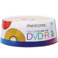 Memorex 05706 25pk Dvd R 47gb Spindle Cool Color