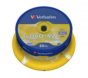 Verbatim 43489 Dvd+rw, , 4.7gb, 4x, Datalifeplus Branded, 25pk Spindle