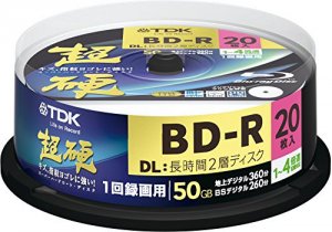 Tdk BD-R50A Blu-ray, Dual Layer, 50gb, Write Once, 2x, Professional, J