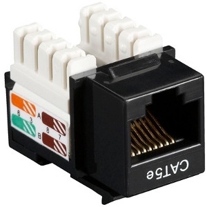 Black CAT5EJ-BK Connect Cat5e Rj-45 Keystone Jack