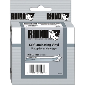 Dymo 1734821 Rhino 1x1 White Vinyl Self Lam