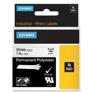 Dymo 1734523 Rhino 1 White Perm Poly Label- 25mm