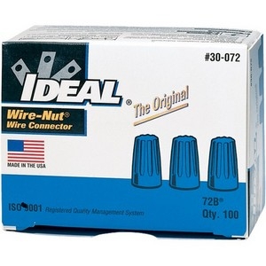 Ideal 30-072 Wire-nut Wire Connectors  Model 72b  Blue  Box Of 100