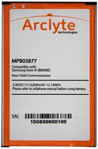 Arclyte MPB03877 Samsung Battery For Galaxy Note 3 N900p; Galaxy Note 