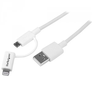 Startech LTUB1MWH Cable  1m White Apple Lightning Or Micro Usb To Usb 