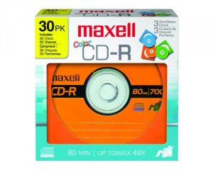 Maxell 648451 Cd-r, 700mb, Cd-recordable, Color Sleeve, 30pk