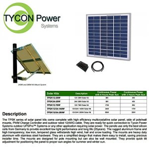 Tycon TPSK12-30W 30w 12v Solar Kit: 30w Panel, Pole Mount