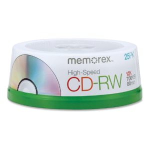 Memorex 32020033075 Disc Cd-rw 80 Min Branded 4x-12x High Speed 25pk S