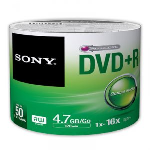 Sony 50DPR47SB/US Dvd+r, 50dpr47sb, 4.7gb, 50pk Retail Wrap, No Cakebo